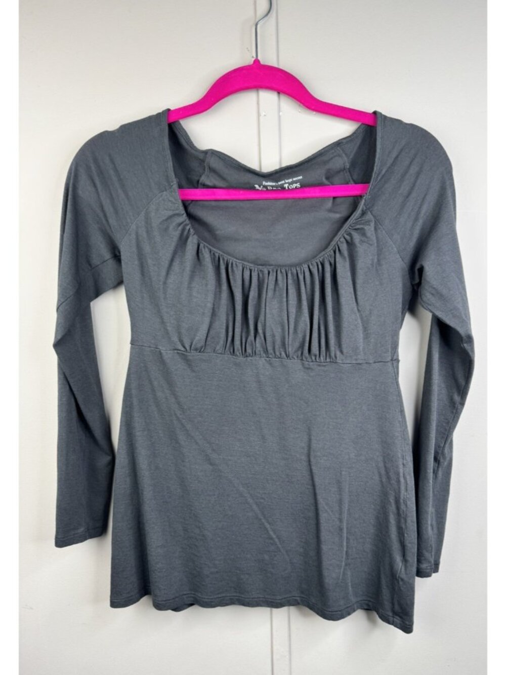 Victorias Secret Size S Womens Top Tee Grey Long Sleeve Built In Bralette